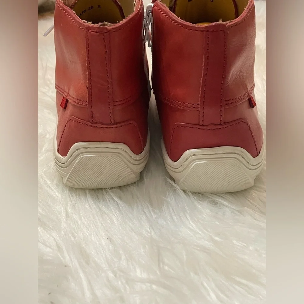 Marc Joseph | Brownish Red Grainy Leather Preppy High Top Bootie Kids Unisex Sz5